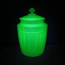 Uranium Glass Biscuit Jar with Lid
