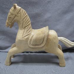 Primitive Hand-Carved Wooden Horse Sculpture