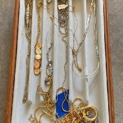  Bundle of Assorted Necklaces with Wooden Organizers Included
