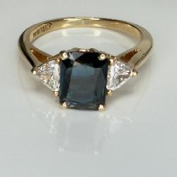 Genuine Sapphire Diamond 14K Yellow Gold Ring