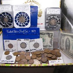 Vintage Cigar Box of Vntg US Coins & Currency