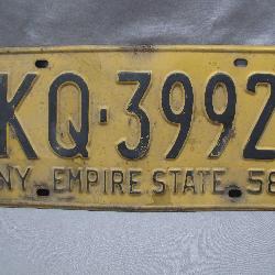 1958 New York Empire State License Plate
