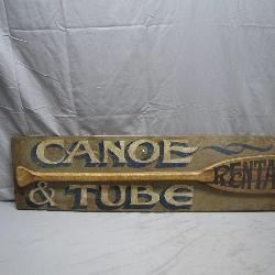 Canoe and Tube Rentals Sign With Paddle