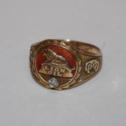 14kt gold Lion Oil Ring w/ diamond sz 10.5