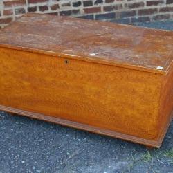 Antique Grain Painted Poplar Chest w/ walnut