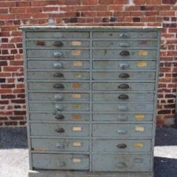 Antique Industrial 24 Drawer Cabinet on double