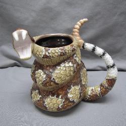 Ceramic Rattlesnake-Themed Pottery Jug