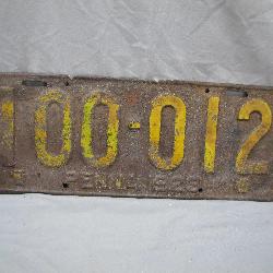 1923 Pennsylvania License Plate