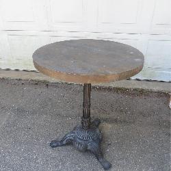 Cast Metal Base and Wood Top Table