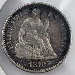 1872 Seated Liberty Half Dime