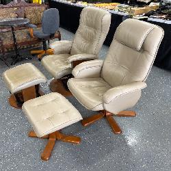 (2) tan naugahyde platform/recliner rockers 