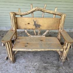 Custom built pine Whitetail outdoor bench, 51 x