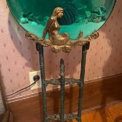 1920s Art Deco Mermaid Floor Standing Fishbowl and Cradle Stand