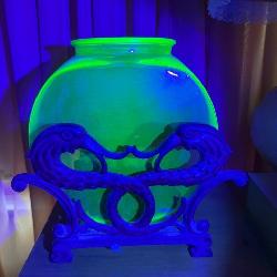 1920s Art Deco Twin Dolphin Tabletop Fishbowl and Cradle Set