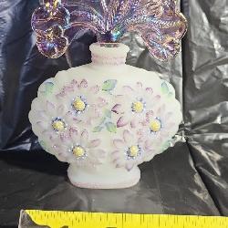 Fenton New Century XXI Collection Hand Painted Perfume Bottle Purple