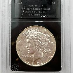 1922 Authentic Uncirculated Peace Silver Dollar