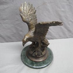 Brass Eagle Sculpture on Marble Base