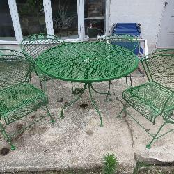 Green Metal Patio Set with Round Table