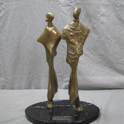 Abstract Bronze Figurative Sculpture on Marble...