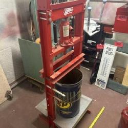 Red 6-ton H-frame Hydraulic Shop Press With an