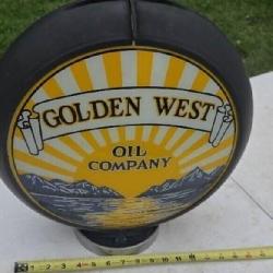 Golden West Oil Company Glass Sign Gas Pump