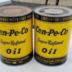 Two Cans of Cen-Pe-Co Oil Cans Both Full