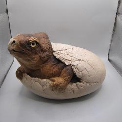 Dinosaur Hatchling Figurine in Egg Sculpture