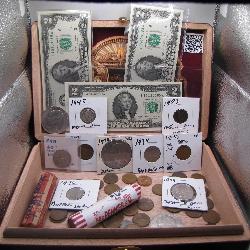 Cigar Box of Vintage US Coins & Currency