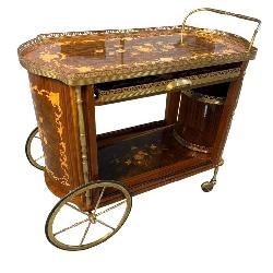 ITALIAN MARQUETRY INLAID TEA CART