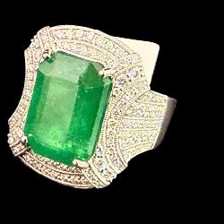 PLATINUM MONUMENTAL NATURAL EMERALD & DIAMOND RING