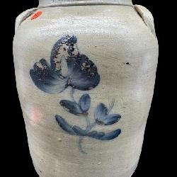 LARGE ANTIQUE 3 GALLON BLUE MARK CROCK
