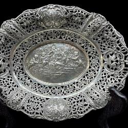 ANTIQUE 800 SILVER CHERUB RETICULATED BOWL