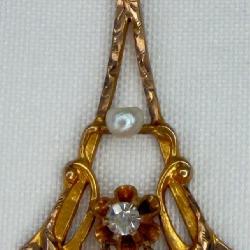 10K Gold Diamond & Pearl Pendant
