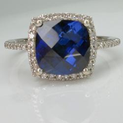 14K White Gold Sapphire & Diamond Ring
