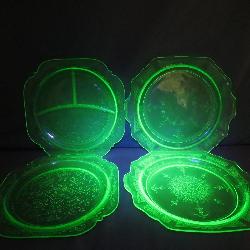Four Uranium Glass Plates