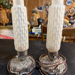 Art Deco Frosted Glass Lamps With Cut Glass Bases
