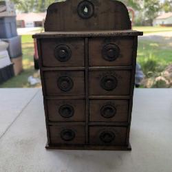 Antique 8-Drawer Wood Spice Cabinet, Primitive