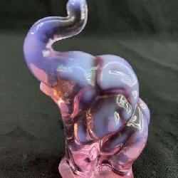Fenton Glass Purple Pink Elephant Trunk Up Figurine