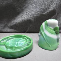 Bottoms Up Shot Glass with Tray in Green Swirl