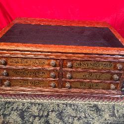 * Antique J. & P. Coats Oak Spool Cabinet