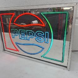 Vintage Electrical Fluorescent Pepsi-Cola Advertising Sign