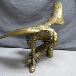 Solid Brass Eagle Statue With Outstretched Wings