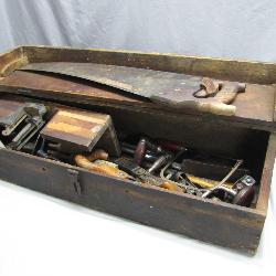 Wooden Toolbox With Hand Tools