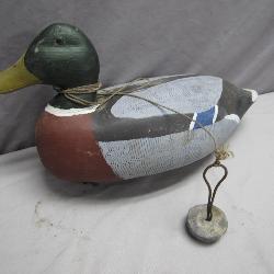 Hand-Painted Wooden Duck Decoy with Weight