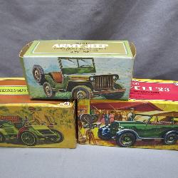 Three Vintage Toy Cars with Boxes