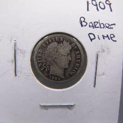 1909 Barber Silver Dime