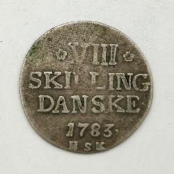 1783 VIII Skilling Danske Silver Coin-Denmark