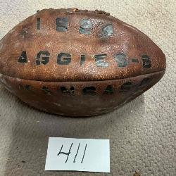 Antique 1924 Heavily Weathered Brown Leather Lace-up Football 