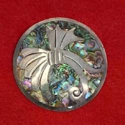 Vintage Sterling Silver Abalone Inlay Mosaic