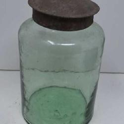 Hand Blown Bubble Glass Apothecary Jar with Lid
